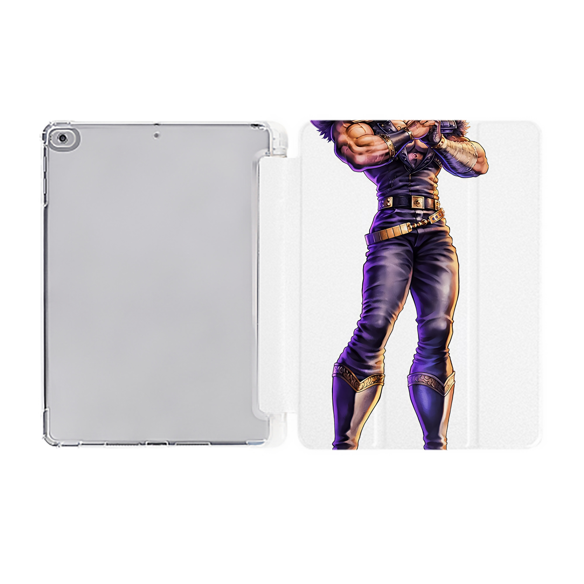 （画像用） 北斗の拳 Fist of the North Star IPad ケース ペン収納付き 三つ折りスタンド PUレザー×シリコン 対応機種9.5/10.5/10.9インチ